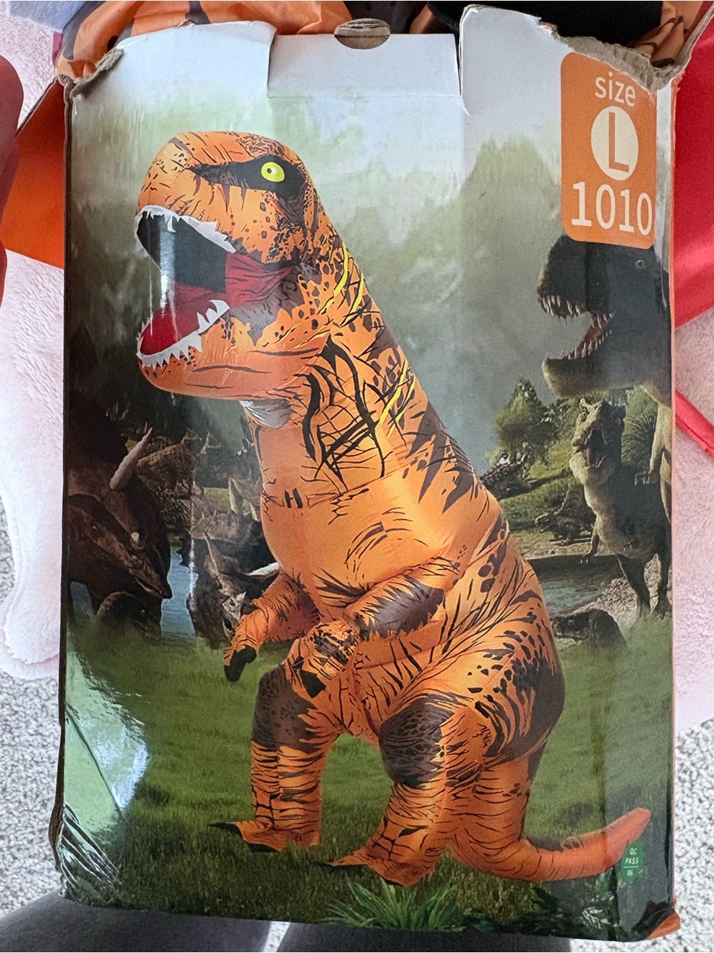 Source Unknown Orange Inflatable T-Rex Kids Costume